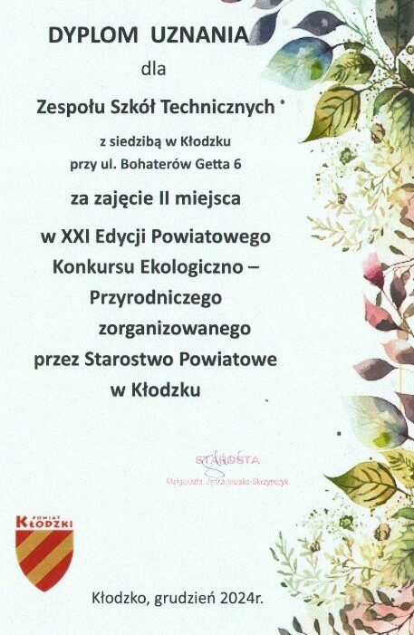 II. miejsce w Powiatowym Konkursie Ekologiczno-Przyrodniczym