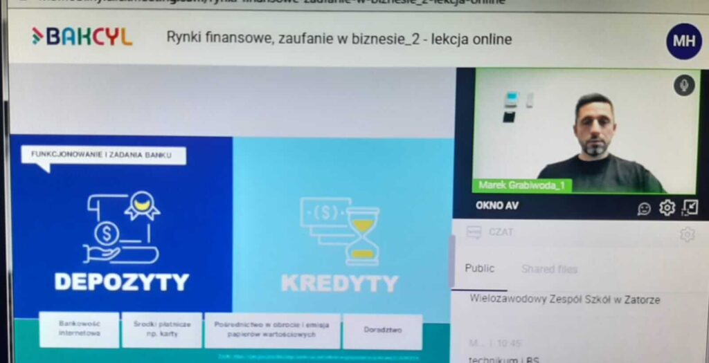 W dniu dzisiejszym uczniowie klasy 2h wzięli udział w lekcji online zorganizowanej przez Panią Magdalenę Haładyj pod nazwą „Rynek finansowy- zaufanie w biznesie” z projektu BAKCYL 💰📈📊