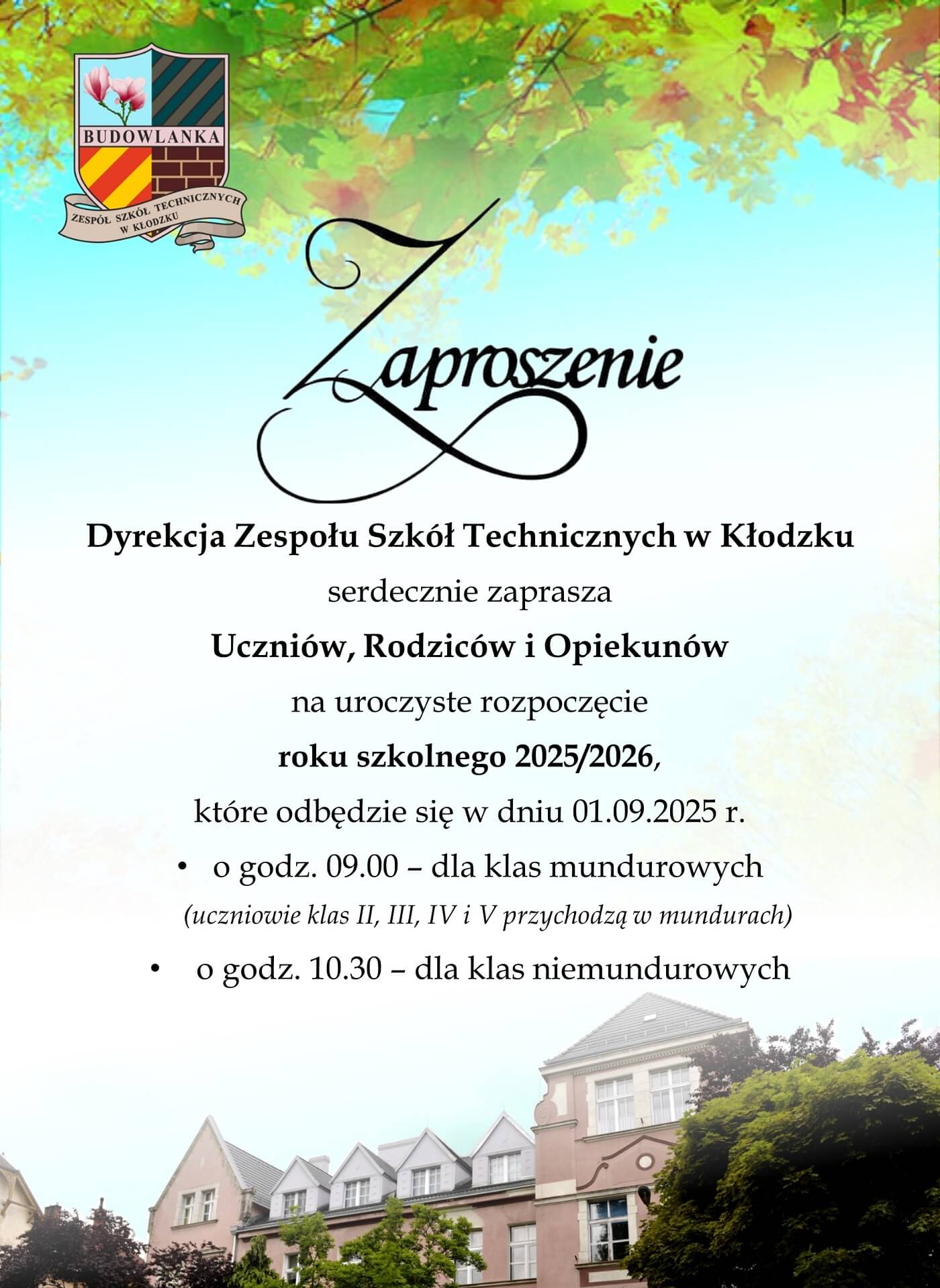 Serdecznie zapraszamy na uroczyste rozpoczęcie ROKU SZKOLNEGO 2024/2025 ✒️?☀️