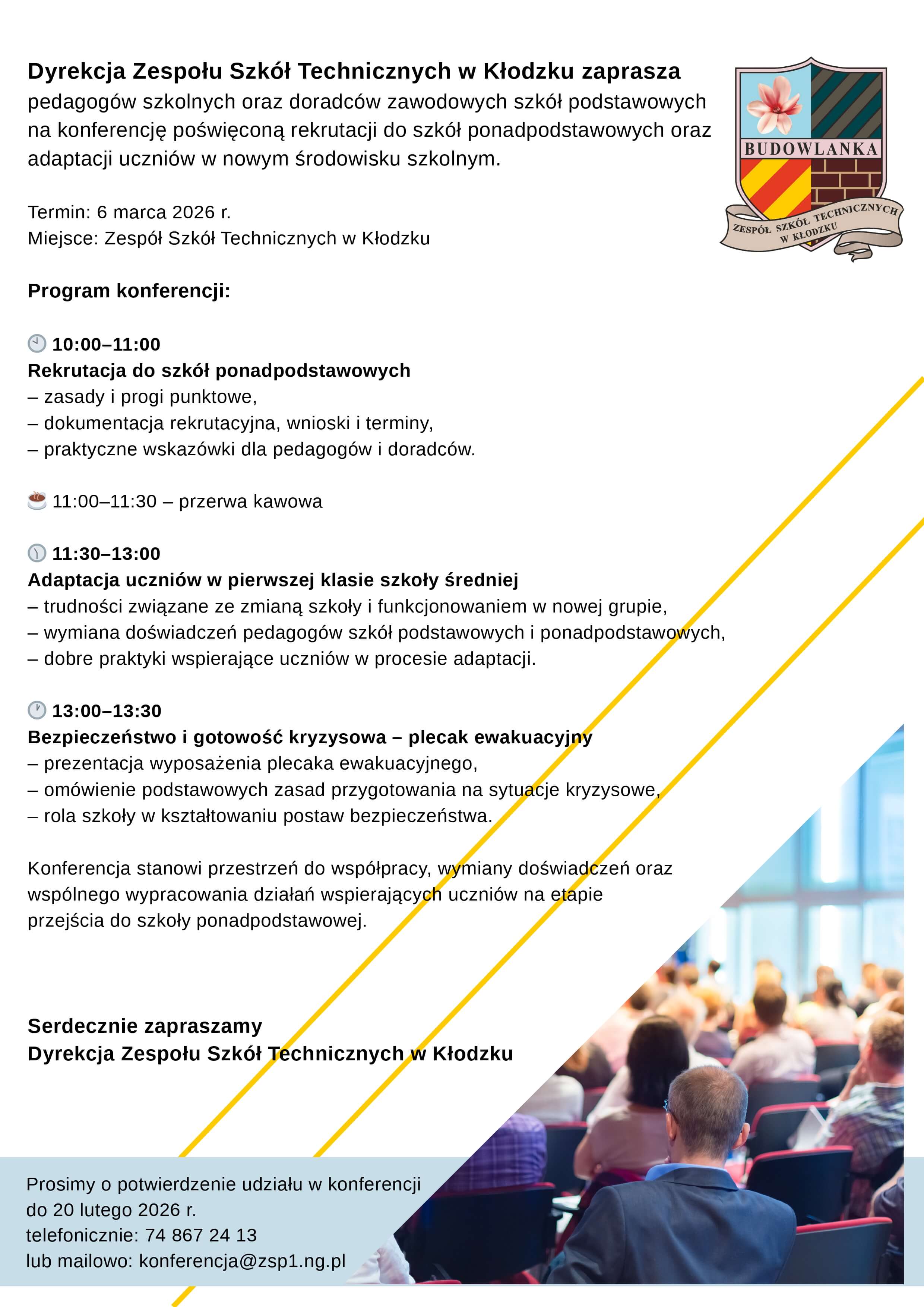 Serdecznie zapraszam pedagogów szkolnych i doradców zawodowych szkół podstawowych o wzięcia udziału w konferencji