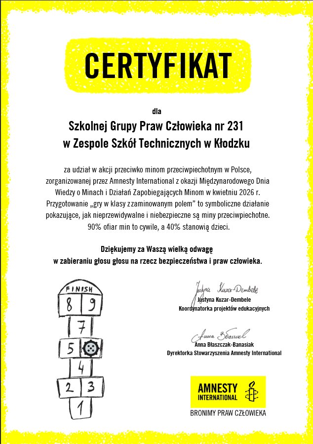Certyfikat Szkolnej Grupy Praw Człowieka